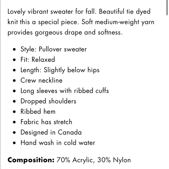 Gabby Isabella Tia Tie dye Sweater NWT - Picture 6 of 10